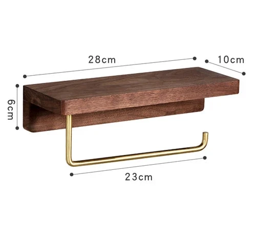 Porte Papier Toilette Bois Massif Avec Support Métallique Intégré