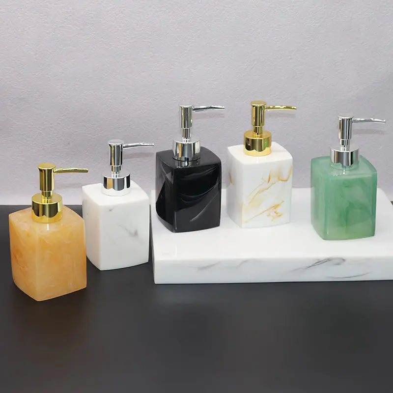 Distributeur De Savon Carré Effet Marbre - Design Élégant