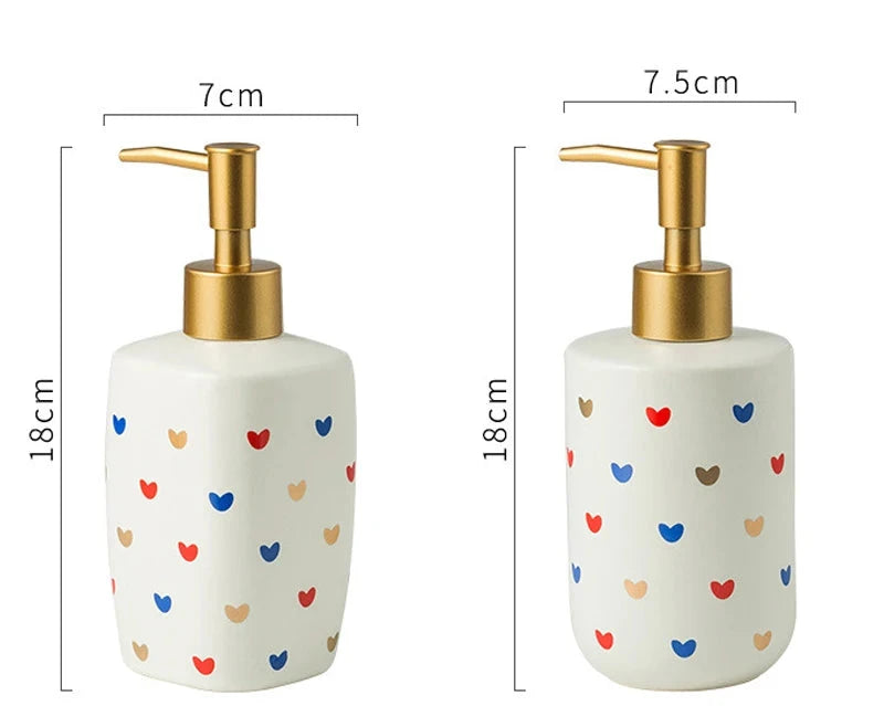 Kit Accessoires Salle de Bain Blanc et motif Coeur