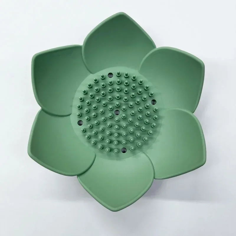 Porte-Savon Design Fleur De Lotus Avec Drainage Silicone