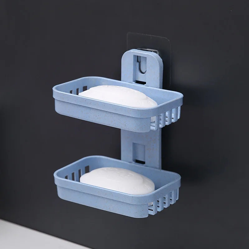 Porte-Savon Mural Double Avec Support Pratique - Design Moderne Et Fonctionnel