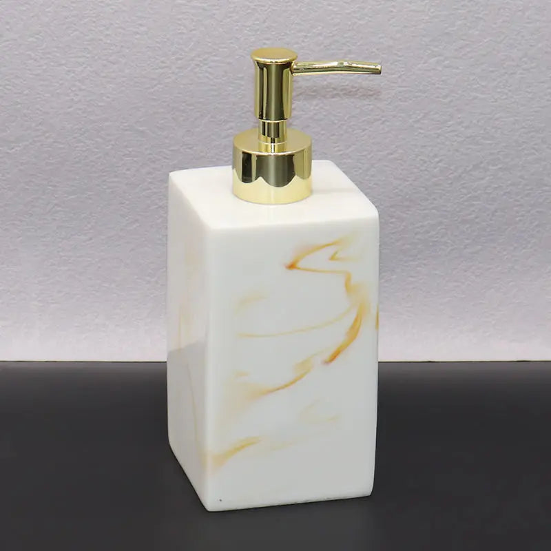 Distributeur De Savon Carré Effet Marbre - Design Élégant