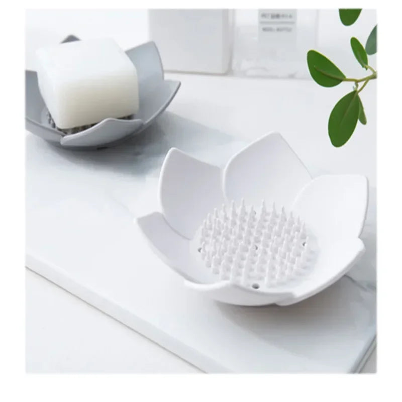 Porte-Savon Design Fleur De Lotus Avec Drainage Silicone