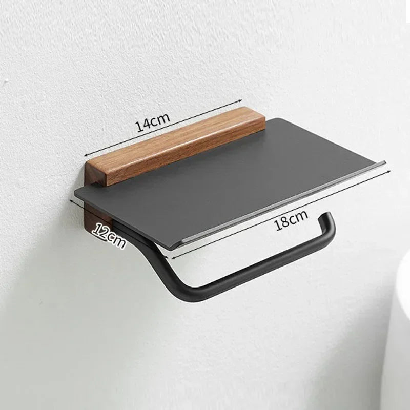Porte Papier Toilette Avec Étagère En Bois Et Métal