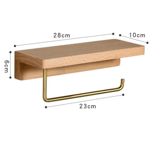 Porte Papier Toilette Bois Massif Avec Support Métallique Intégré
