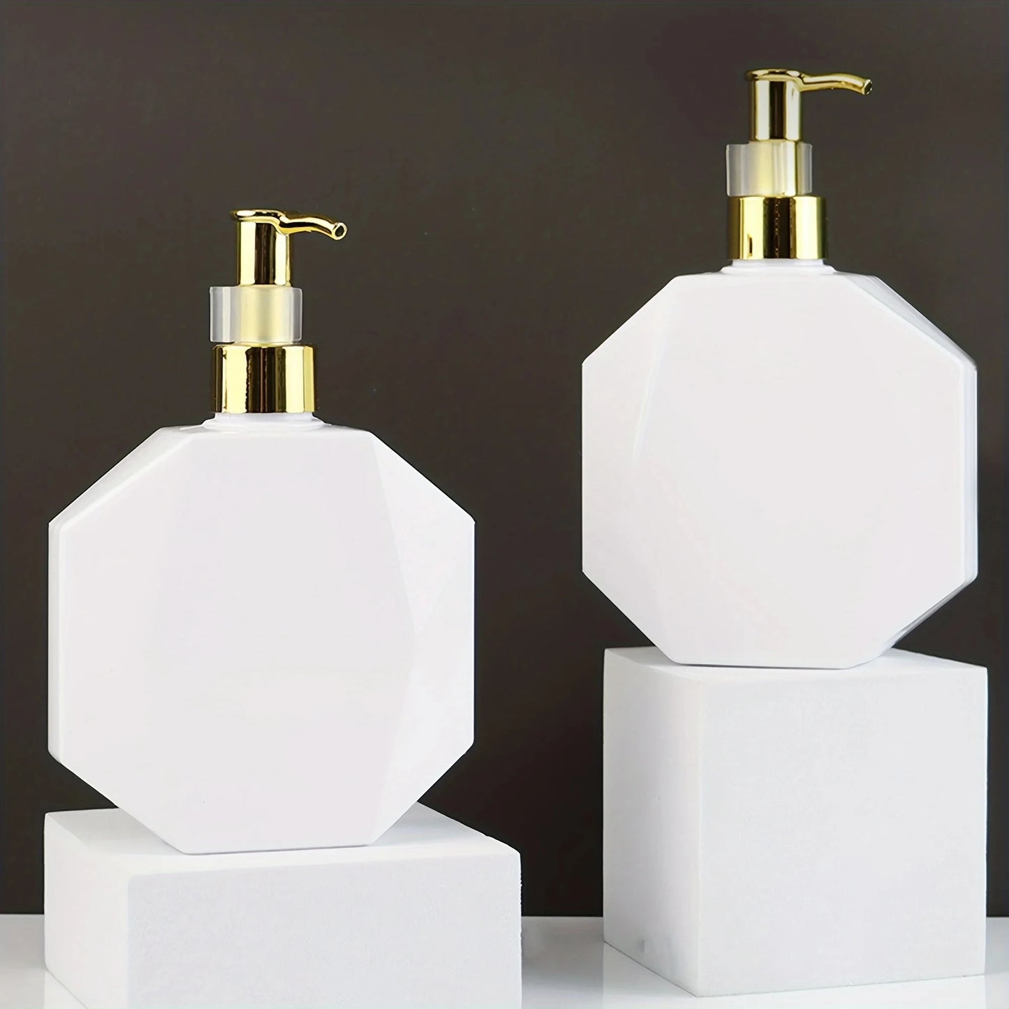 Distributeur De Savon Octogonal Élégant - Finitions Pastel, Noir Et Doré