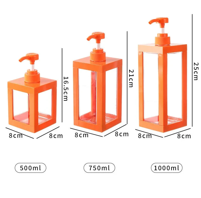 Distributeur De Savon Rectangulaire Transparent Avec Cadre Orange