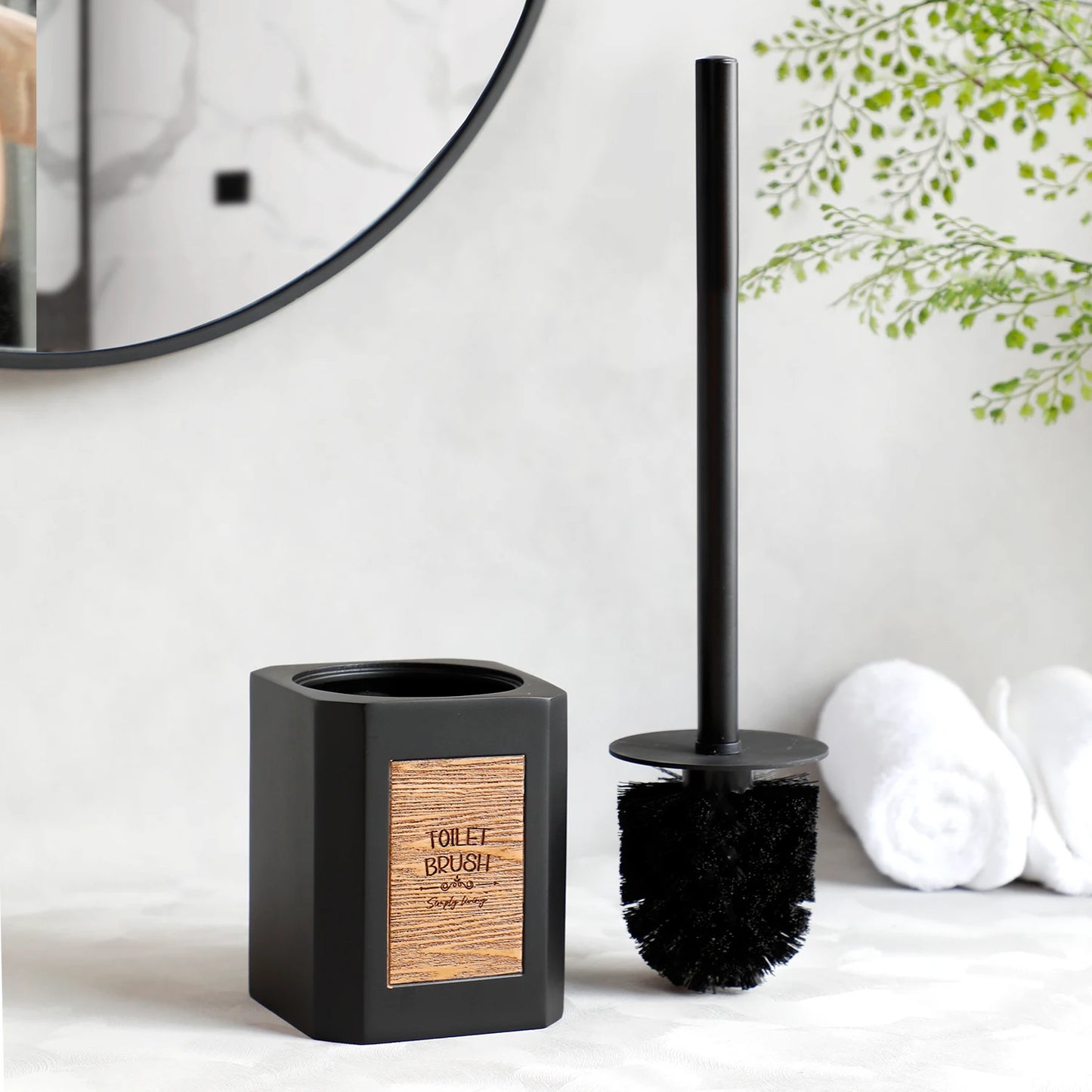 Kit Accessoires Toilettes Noir et Marron