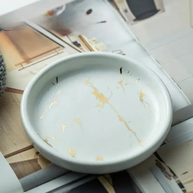 Porte-Savon Rond En Céramique Effet Marbre