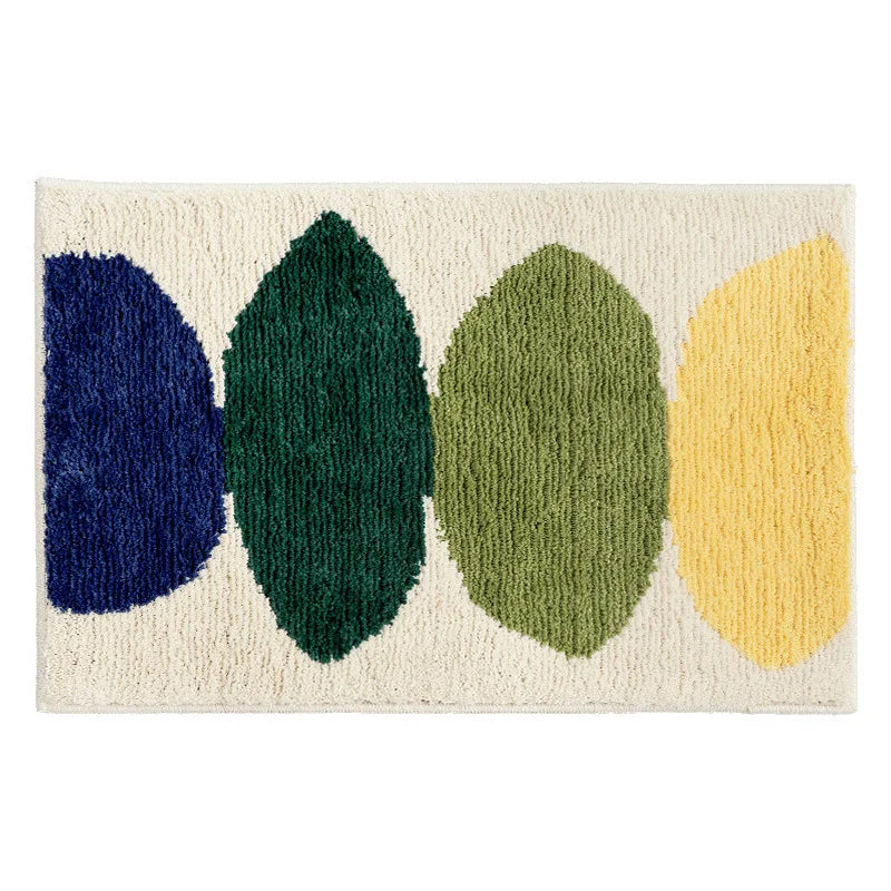 Tapis De Salle De Bain Multicolore Forme Géométrique Antidérapant Et Absorbant