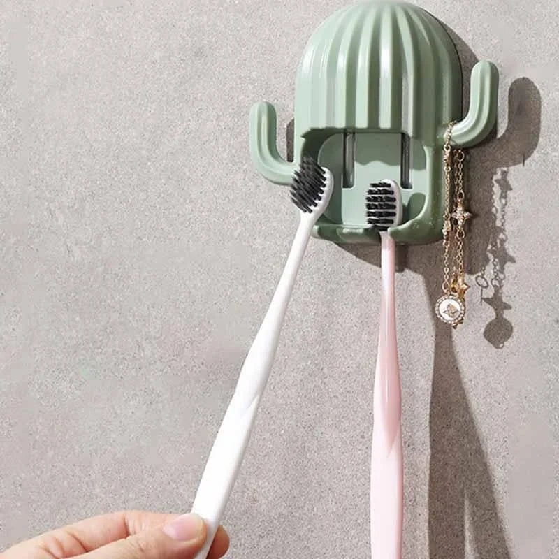 Porte-Brosse À Dents Mural Design Cactus Étanche Et Coloré