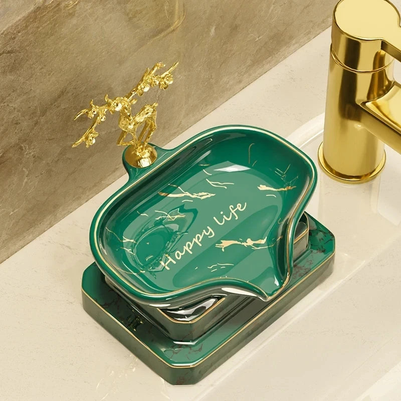 Porte-Savon En Céramique Avec Décor Doré
