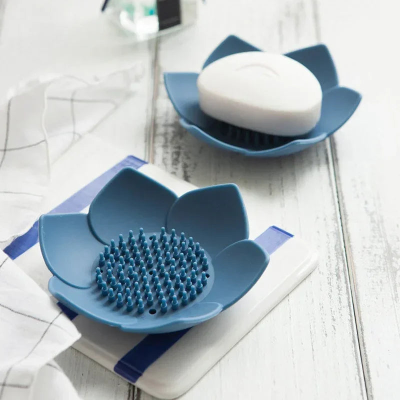 Porte-Savon Design Fleur De Lotus Avec Drainage Silicone