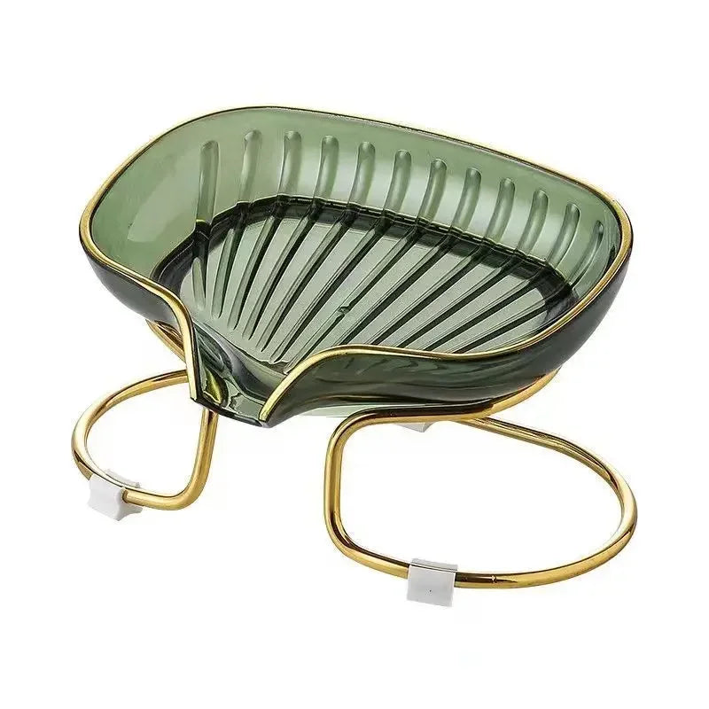 Porte-Savon Design Transparent Avec Support Doré