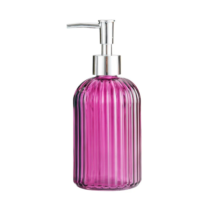 Distributeurs De Savon En Verre Strié Multicolore Avec Pompe Chromée 400 ML
