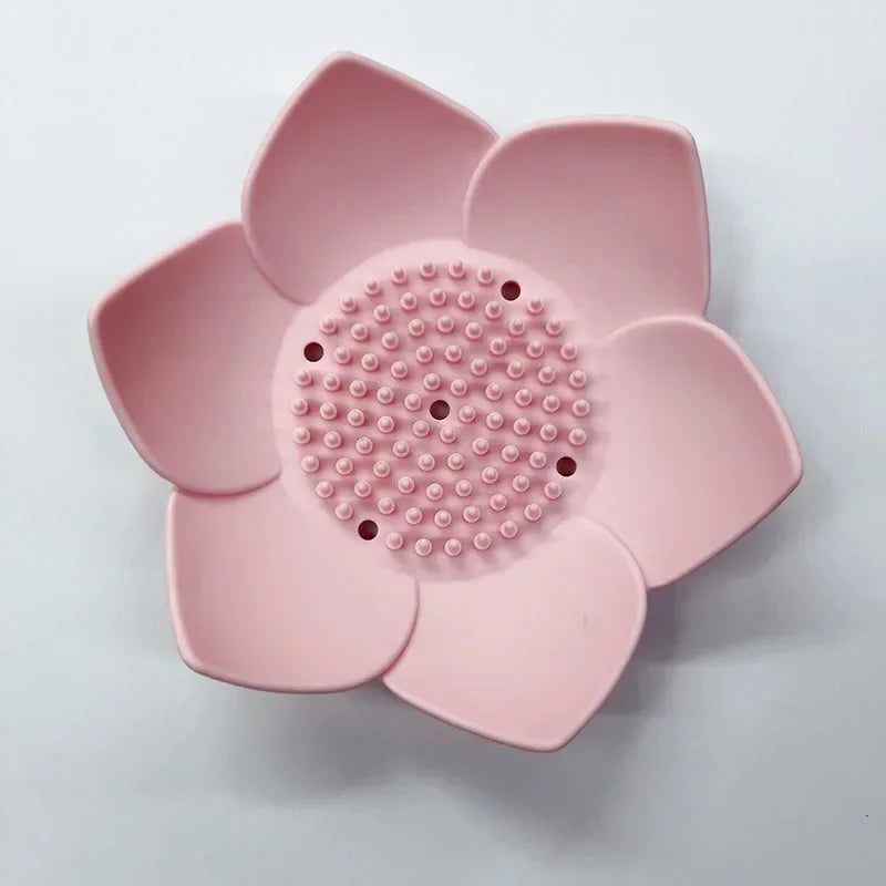 Porte-Savon Design Fleur De Lotus Avec Drainage Silicone