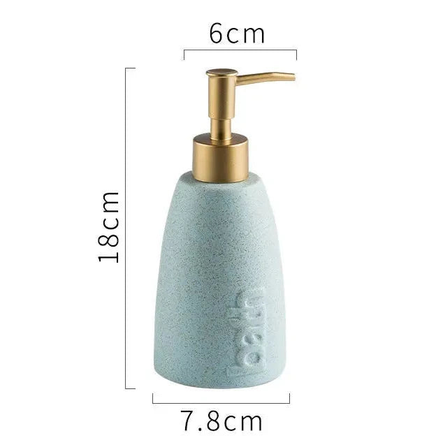 Distributeur De Savon En Céramique Minimaliste - Édition Pastel Avec Pompe Dorée