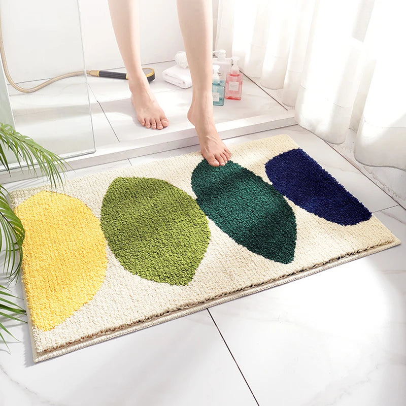 Tapis De Salle De Bain Multicolore Forme Géométrique Antidérapant Et Absorbant
