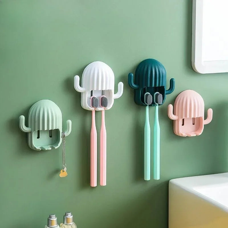 Porte-Brosse À Dents Mural Design Cactus Étanche Et Coloré