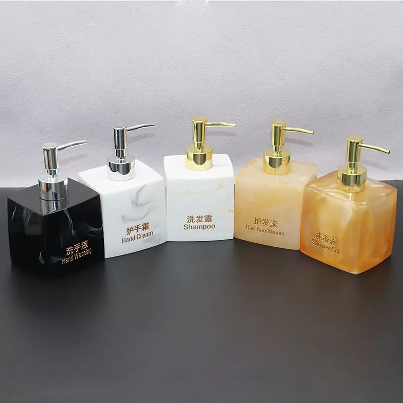 Distributeur De Savon Carré Effet Marbre - Design Élégant