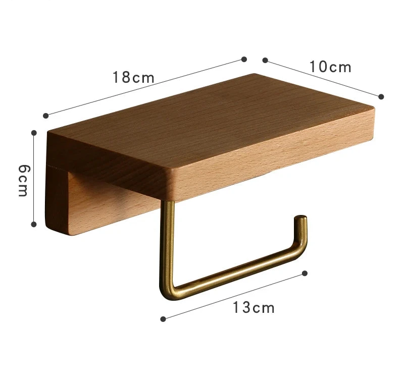 Porte Papier Toilette Bois Massif Avec Support Métallique Intégré
