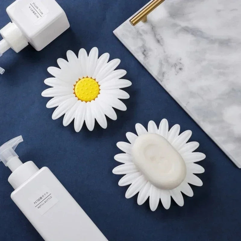 Porte-Savon Design Fleur Marguerite En Silicone Antidérapant