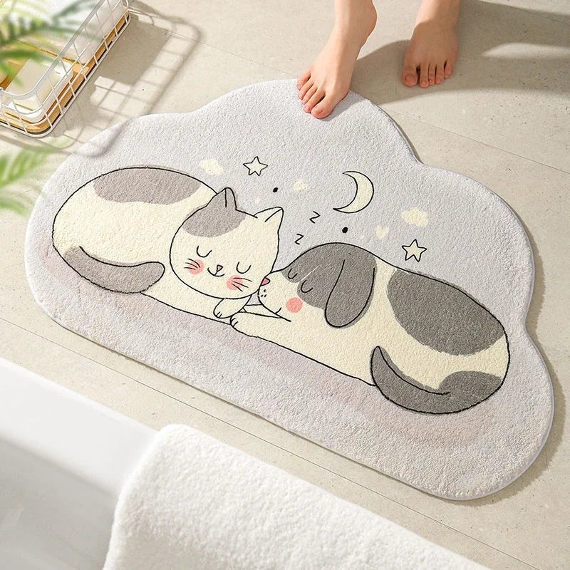 Tapis De Salle De Bain En Forme De Nuage Motifs Animaux