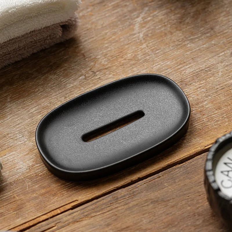 Porte-Savon En Céramique Marbrée Noir Et Blanc Design Minimaliste