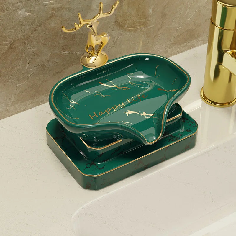Porte-Savon En Céramique Avec Décor Doré