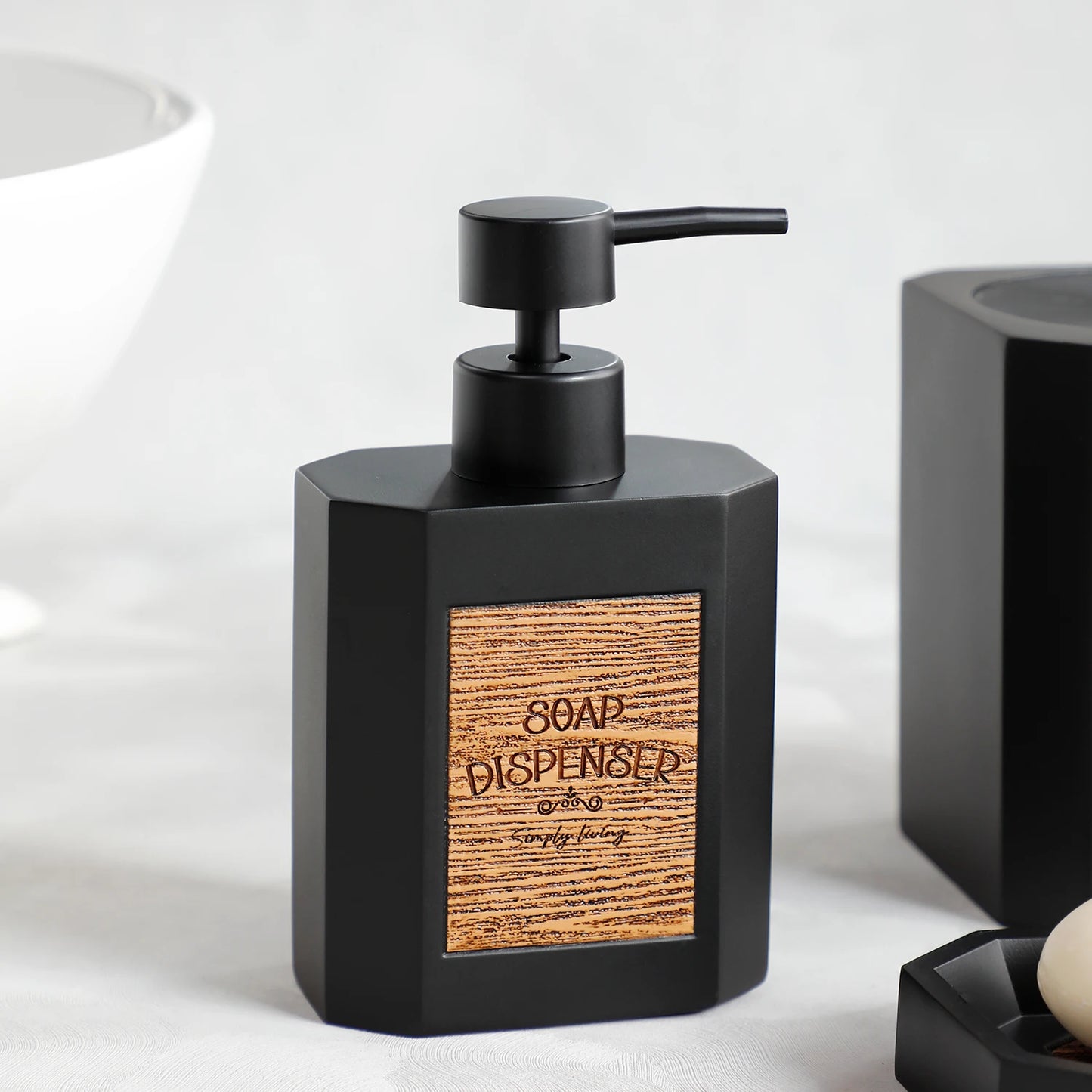 Kit Accessoires Toilettes Noir et Marron