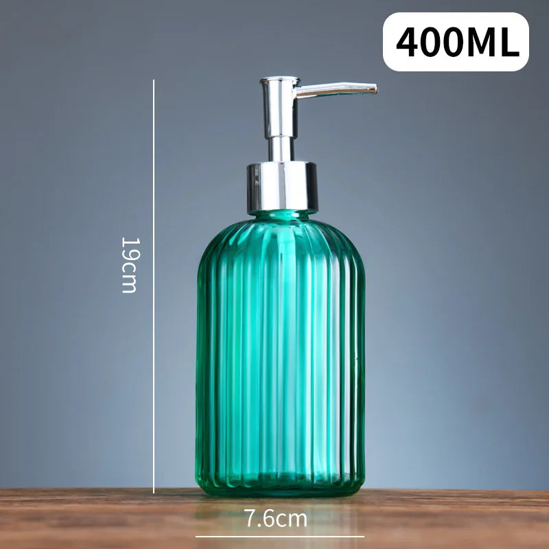 Distributeurs De Savon En Verre Strié Multicolore Avec Pompe Chromée 400 ML