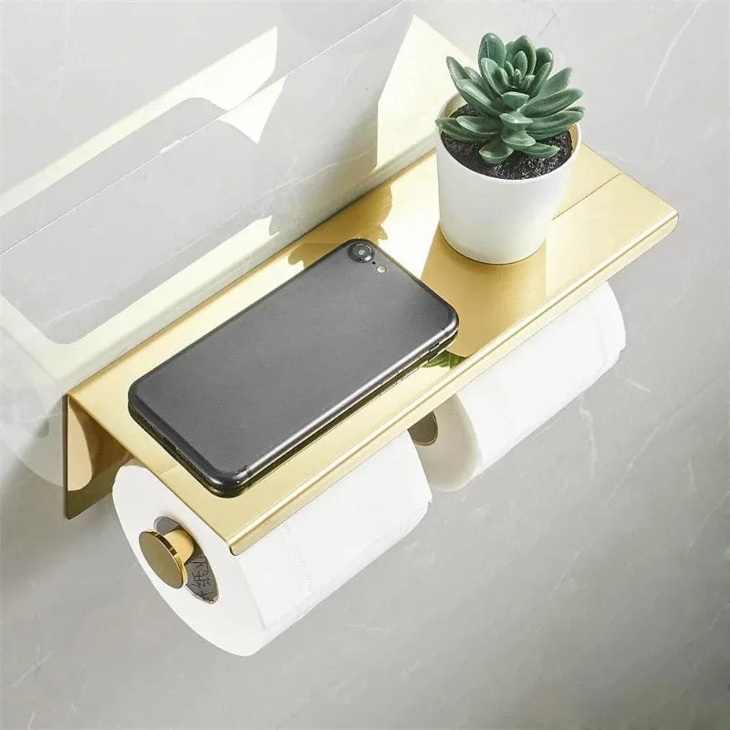 Porte Papier Toilette Double Avec Étagère Design