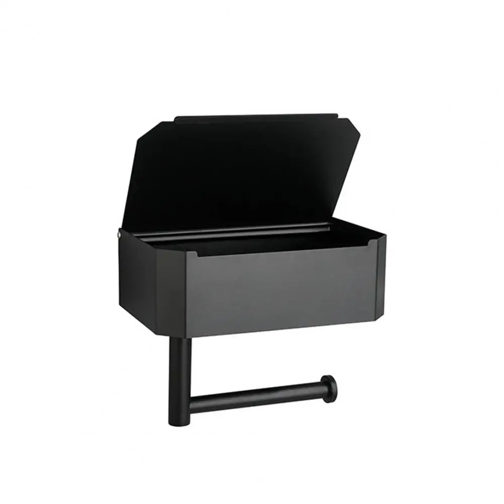 Porte Papier Toilette Avec Boîte De Rangement En Métal Noir