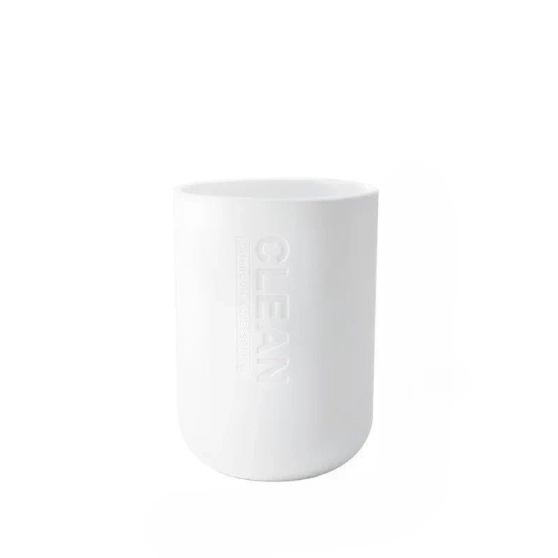 Kit Accessoires pour Toilette Blanc et Bois Composé de 6 Eléments