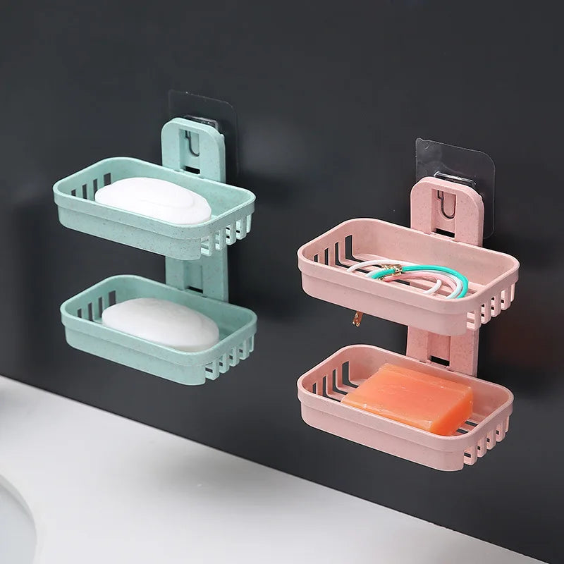 Porte-Savon Mural Double Avec Support Pratique - Design Moderne Et Fonctionnel