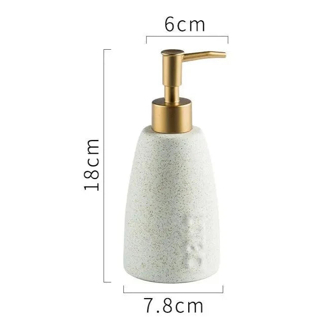 Distributeur De Savon En Céramique Minimaliste - Édition Pastel Avec Pompe Dorée