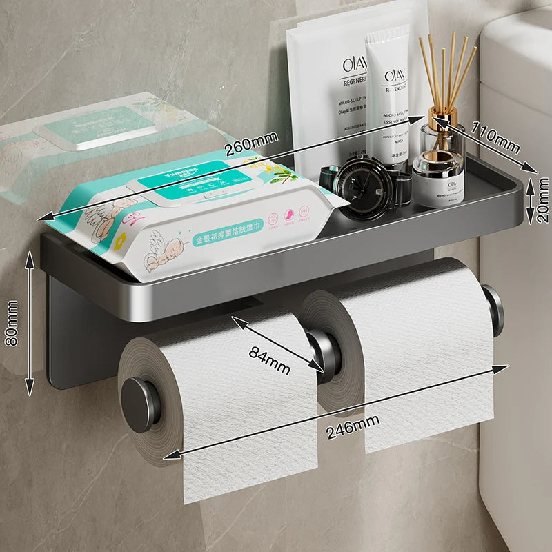 Porte Papier Toilette Double Avec Étagère De Rangement