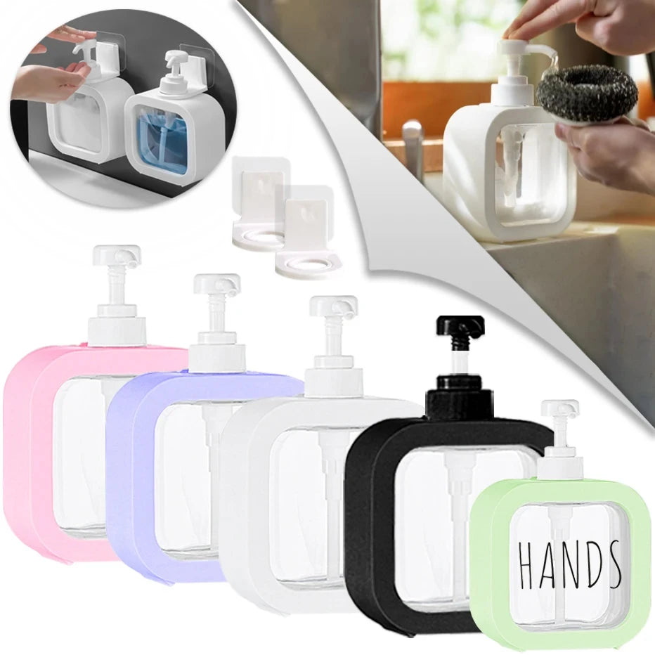 Distributeur De Savon Mural Transparent Avec Cadre Coloré