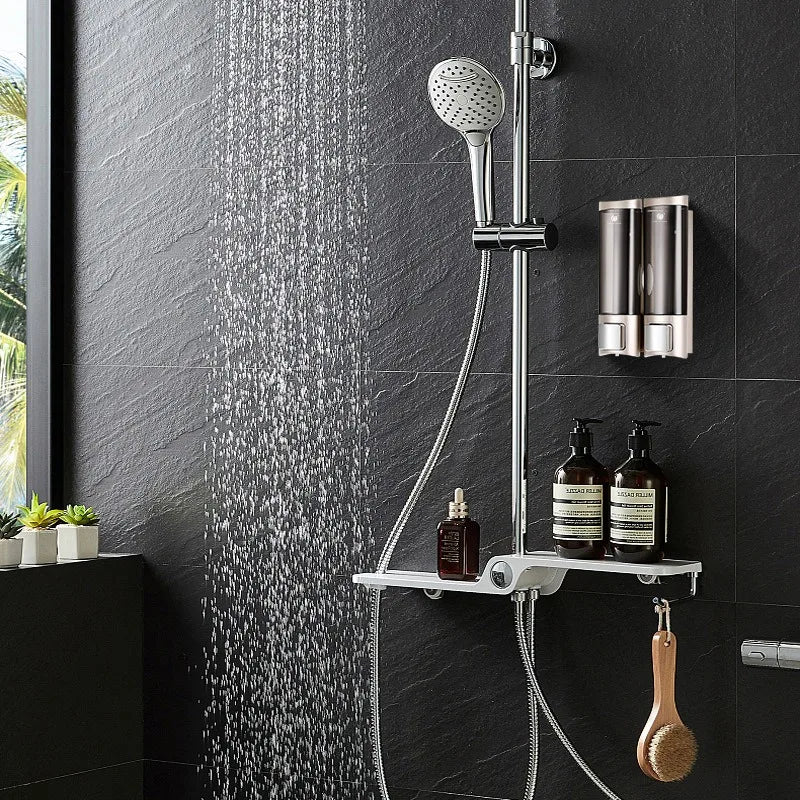Distributeur Mural Double De Savon Et Shampooing En Plastique Doré