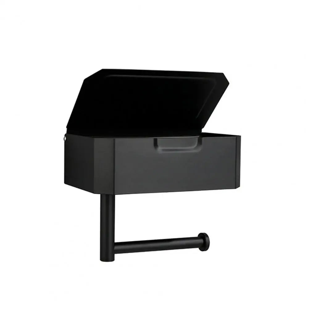 Porte Papier Toilette Avec Boîte De Rangement En Métal Noir