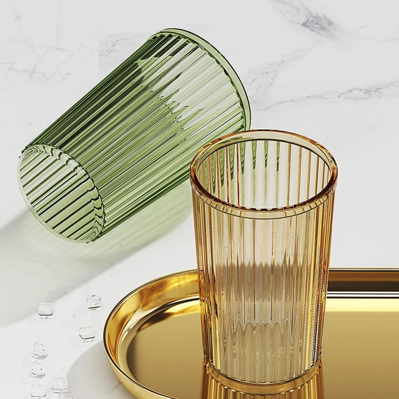 Verres À Dents Transparente En Résine Avec Plateau Doré