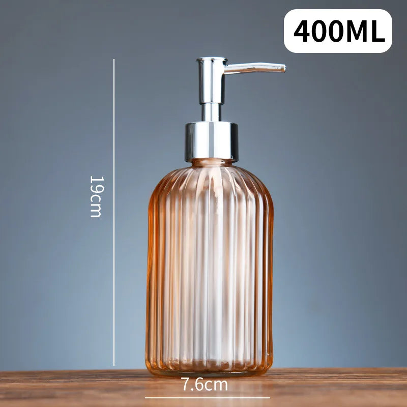 Distributeurs De Savon En Verre Strié Multicolore Avec Pompe Chromée 400 ML
