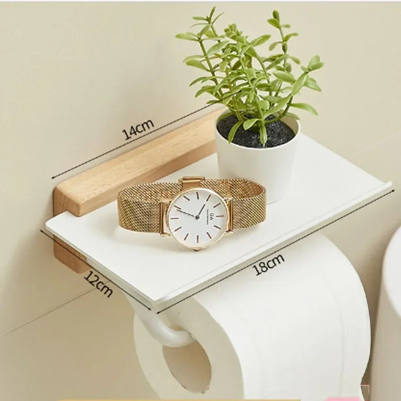 Porte Papier Toilette Avec Étagère En Bois Et Métal