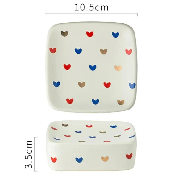 Kit Accessoires Salle de Bain Blanc et motif Coeur