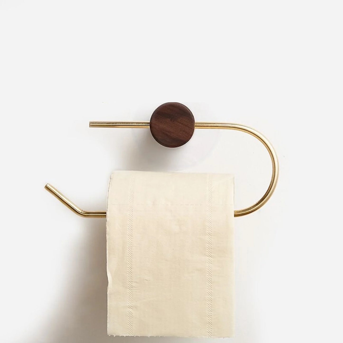 Porte Papier Toilette Mural En Laiton Et Bois