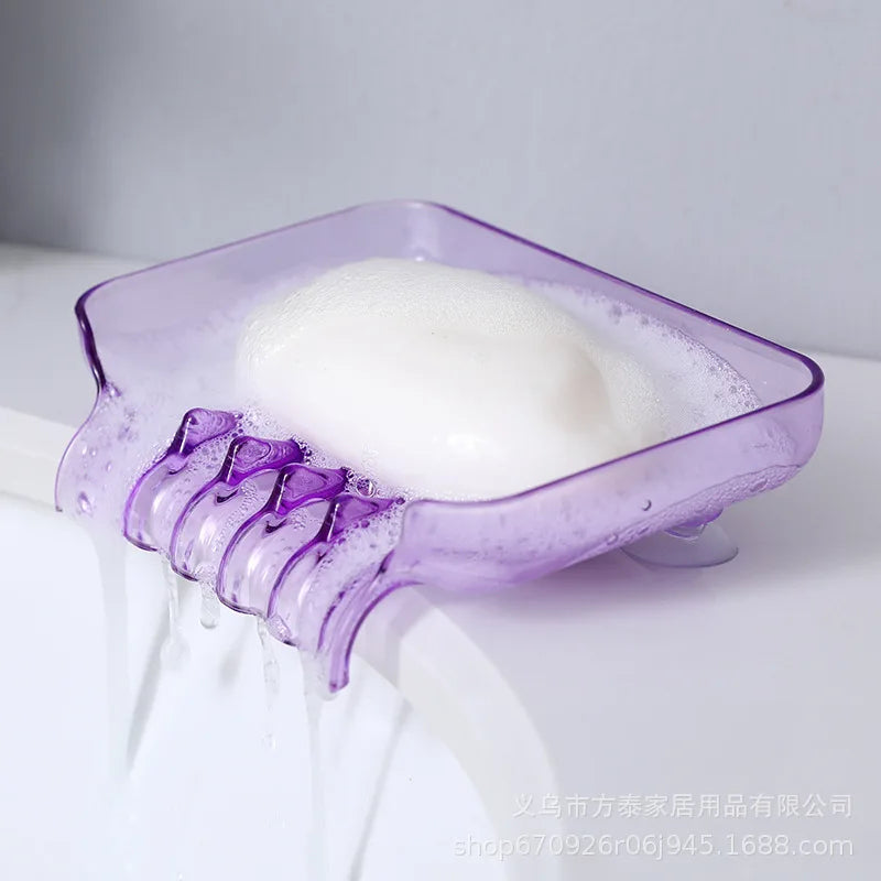 Porte-Savon Transparent Avec Ventouse Et Système De Drainage