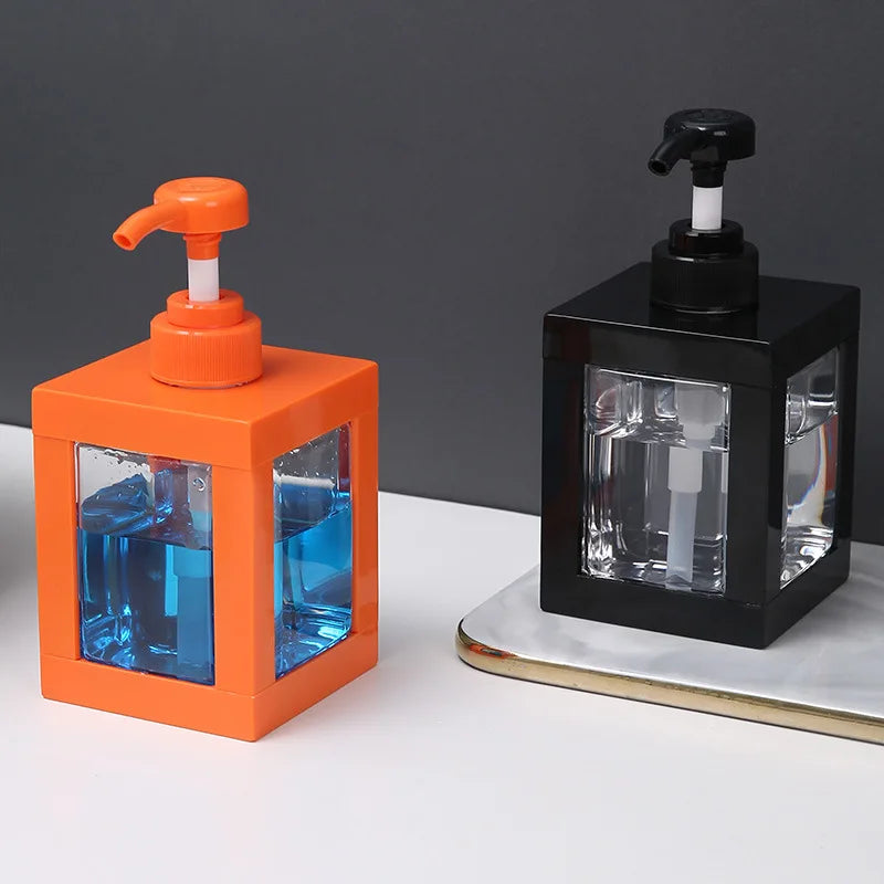 Distributeur De Savon Rectangulaire Transparent Avec Cadre Orange