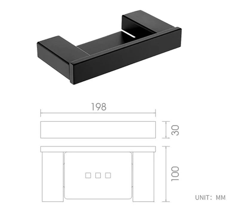 Porte-Savon Mural En Métal Noir Design Minimaliste