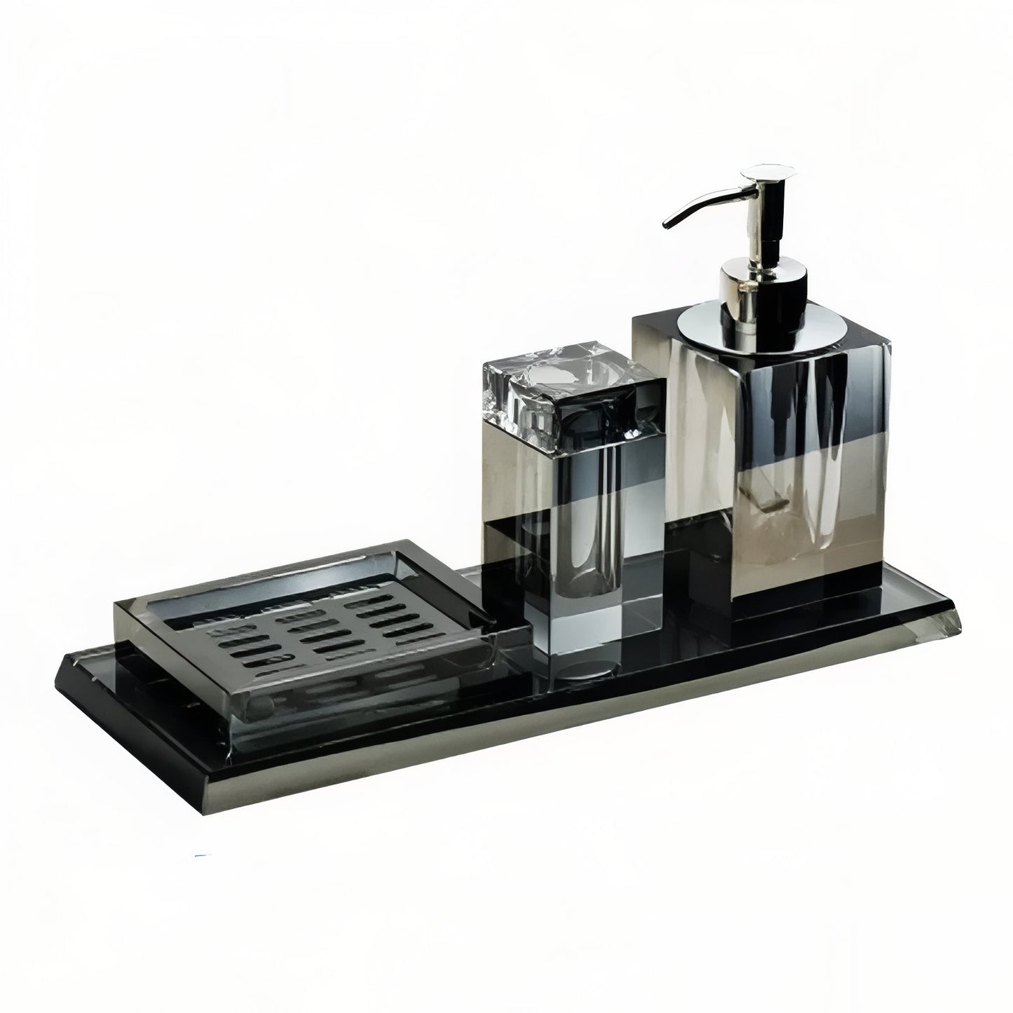 Accessoires De Salle De Bain Luxe En Cristal Noir Et Reflets Brillants