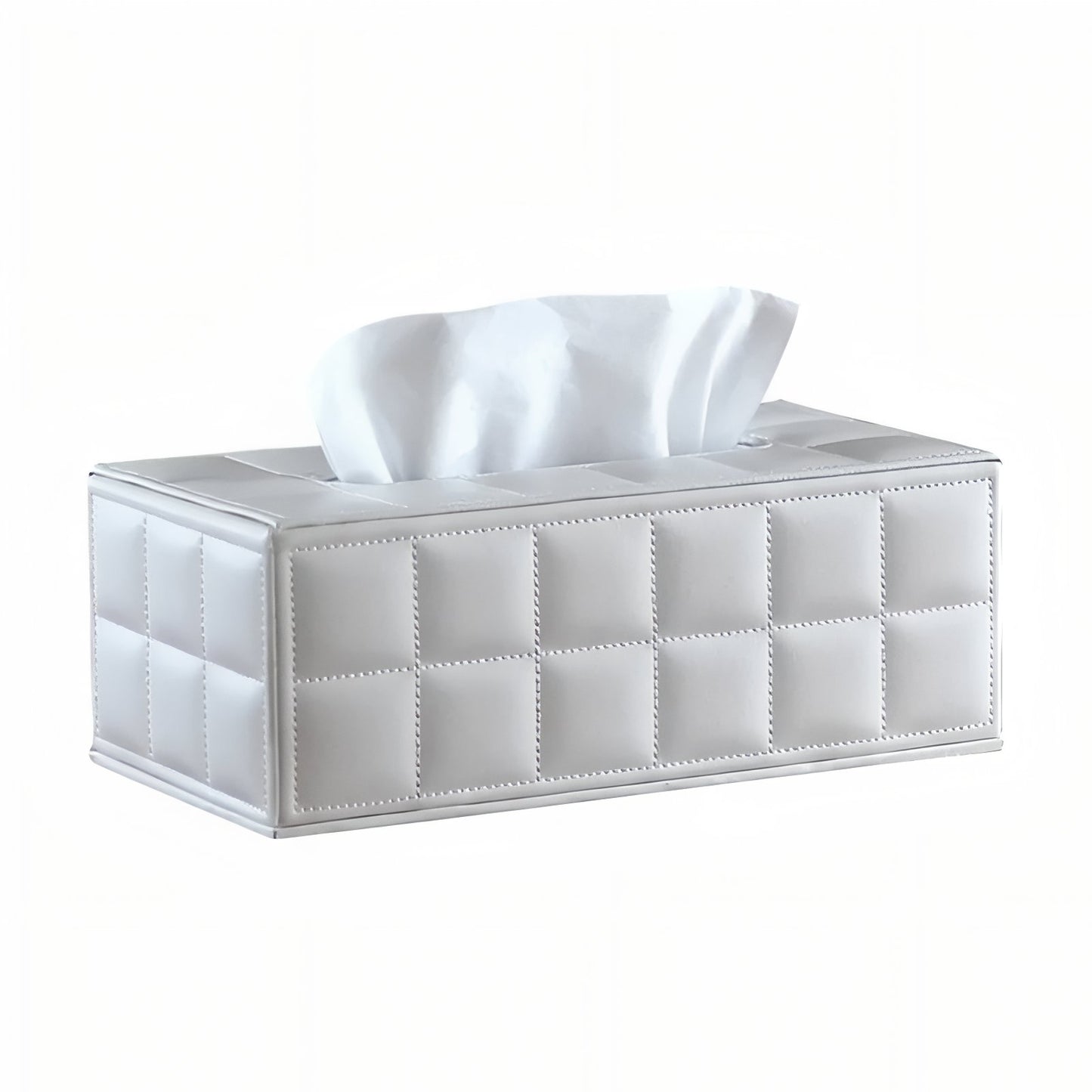 Boîte À Mouchoirs En Similicuir Noir Matelassé